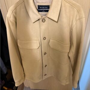 Abercrombie & Fitch Men's Tan Ultra-Smooth Vegan Suede Shirt Jacket